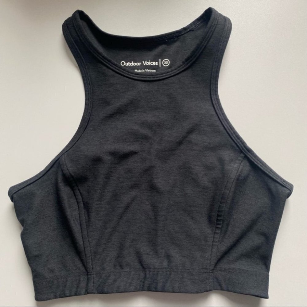 Outdoor Voices | high‎ neck sports bra | dark grey charcoal